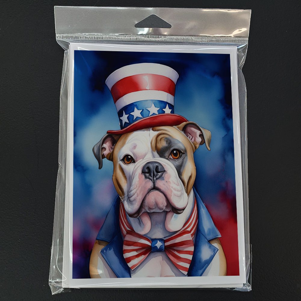 American Bulldog Patriotic American Greeting Cards Pack of 8
