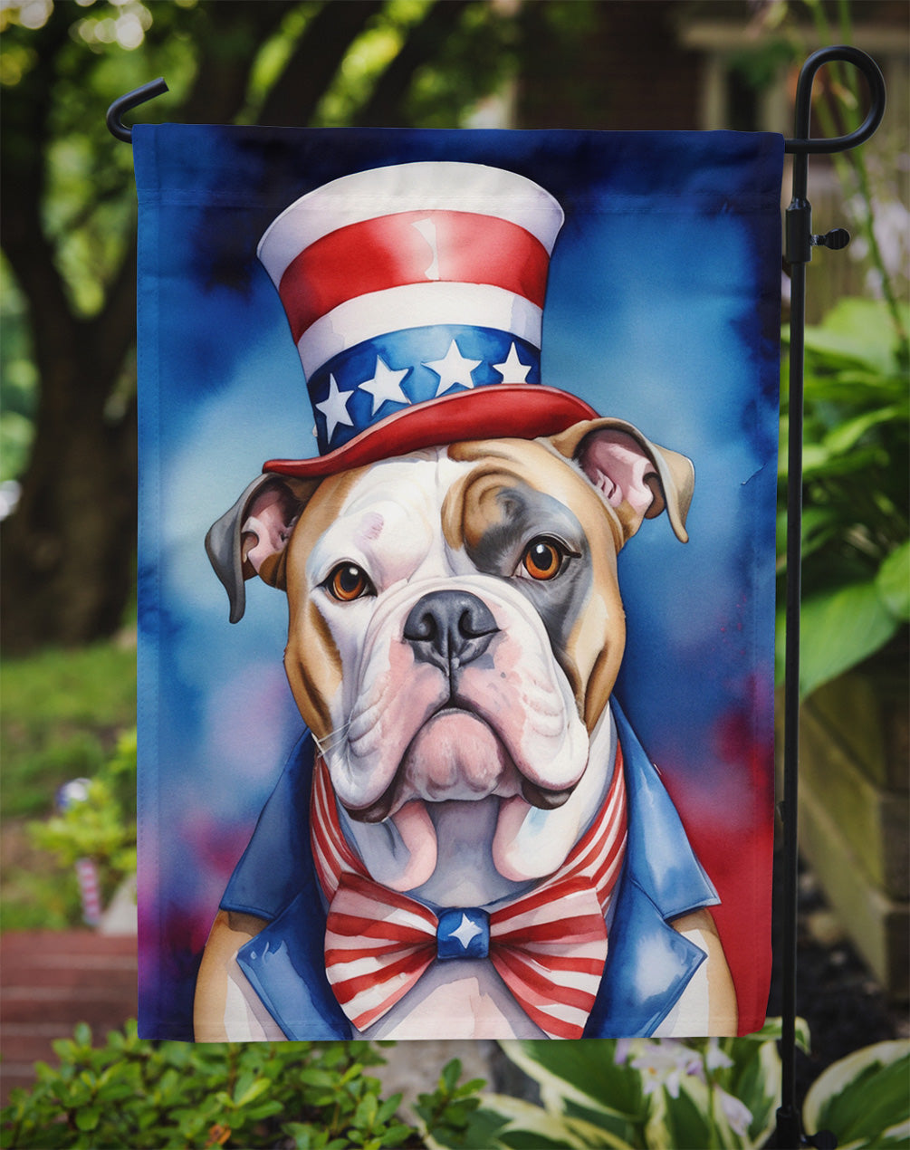 American Bulldog Patriotic American Garden Flag