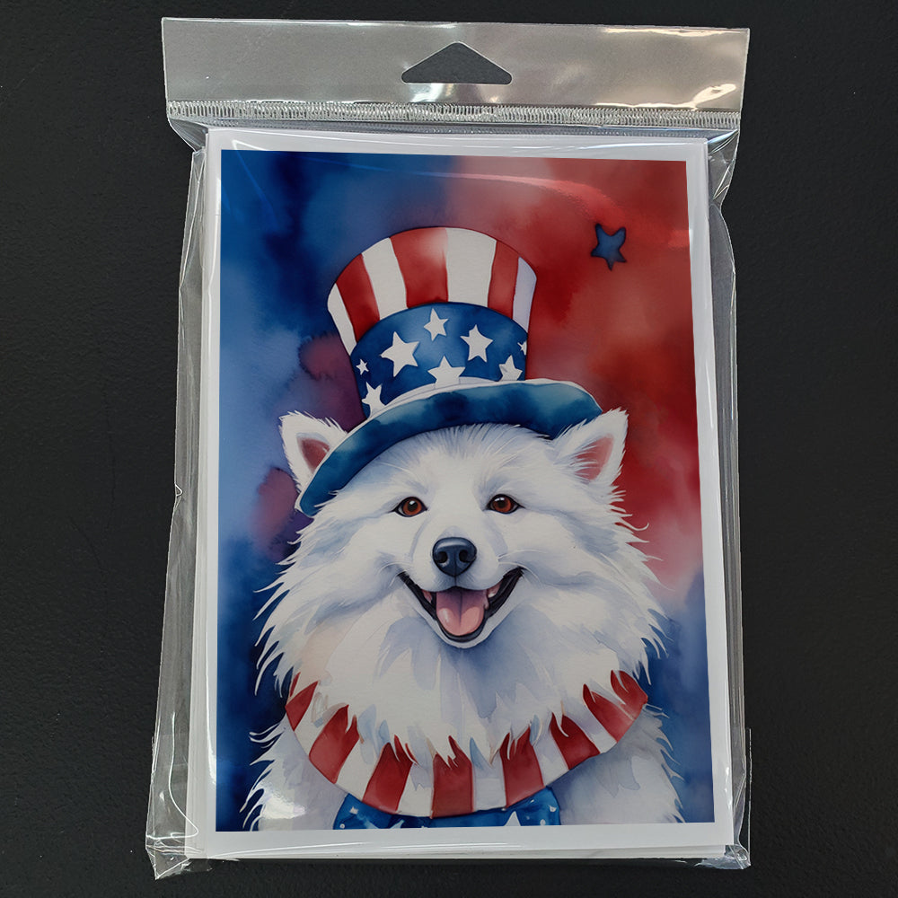 American Eskimo Patriotic American Greeting Cards Pack of 8