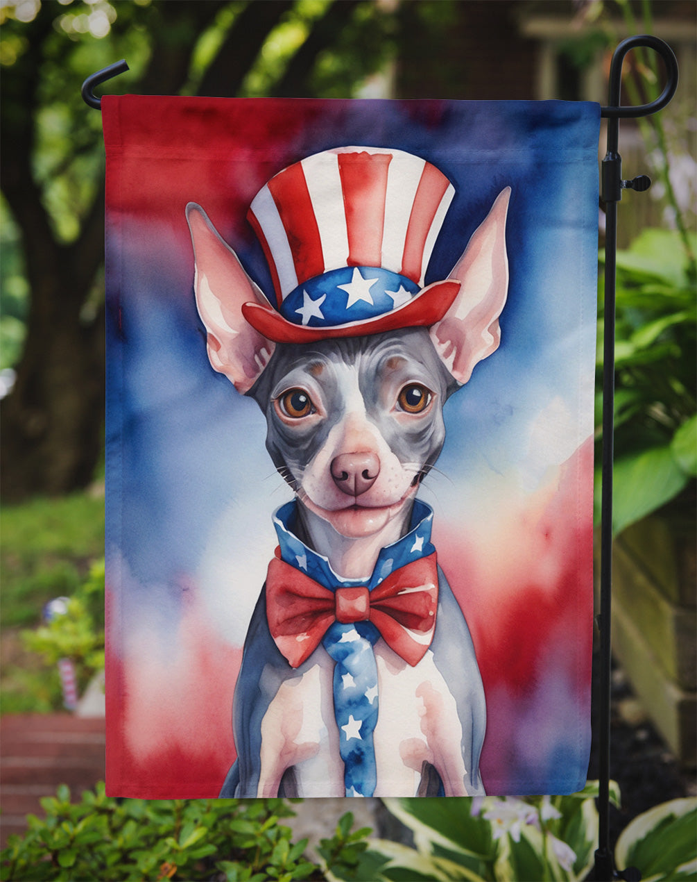 American Hairless Terrier Patriotic American Garden Flag