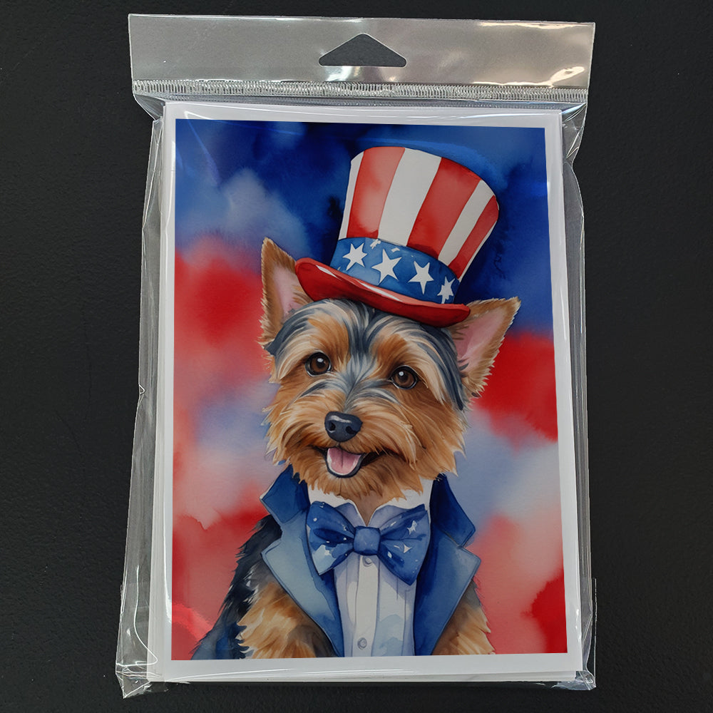 Australian Terrier Patriotic American Greeting Cards Pack of 8