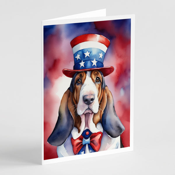 Buy this Basset Hound Patriotic American Greeting Cards Pack of 8