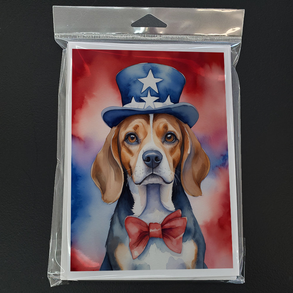 Beagle Patriotic American Greeting Cards Pack of 8