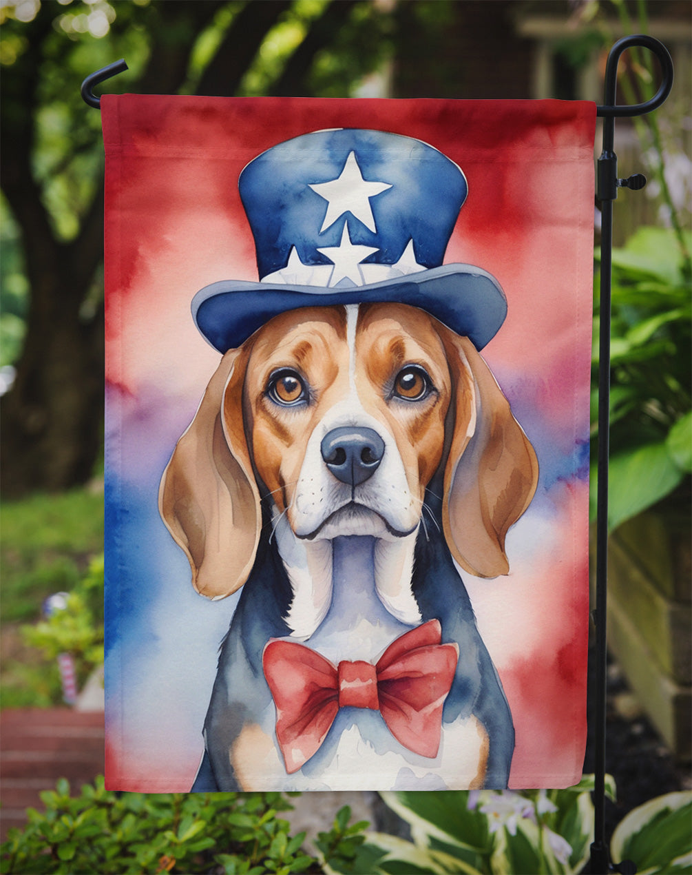 Beagle Patriotic American Garden Flag