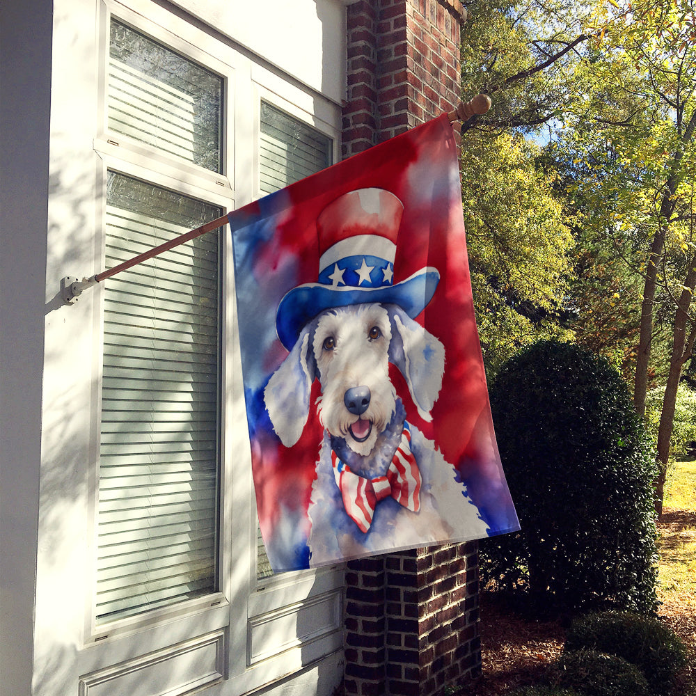 Bedlington Terrier Patriotic American House Flag