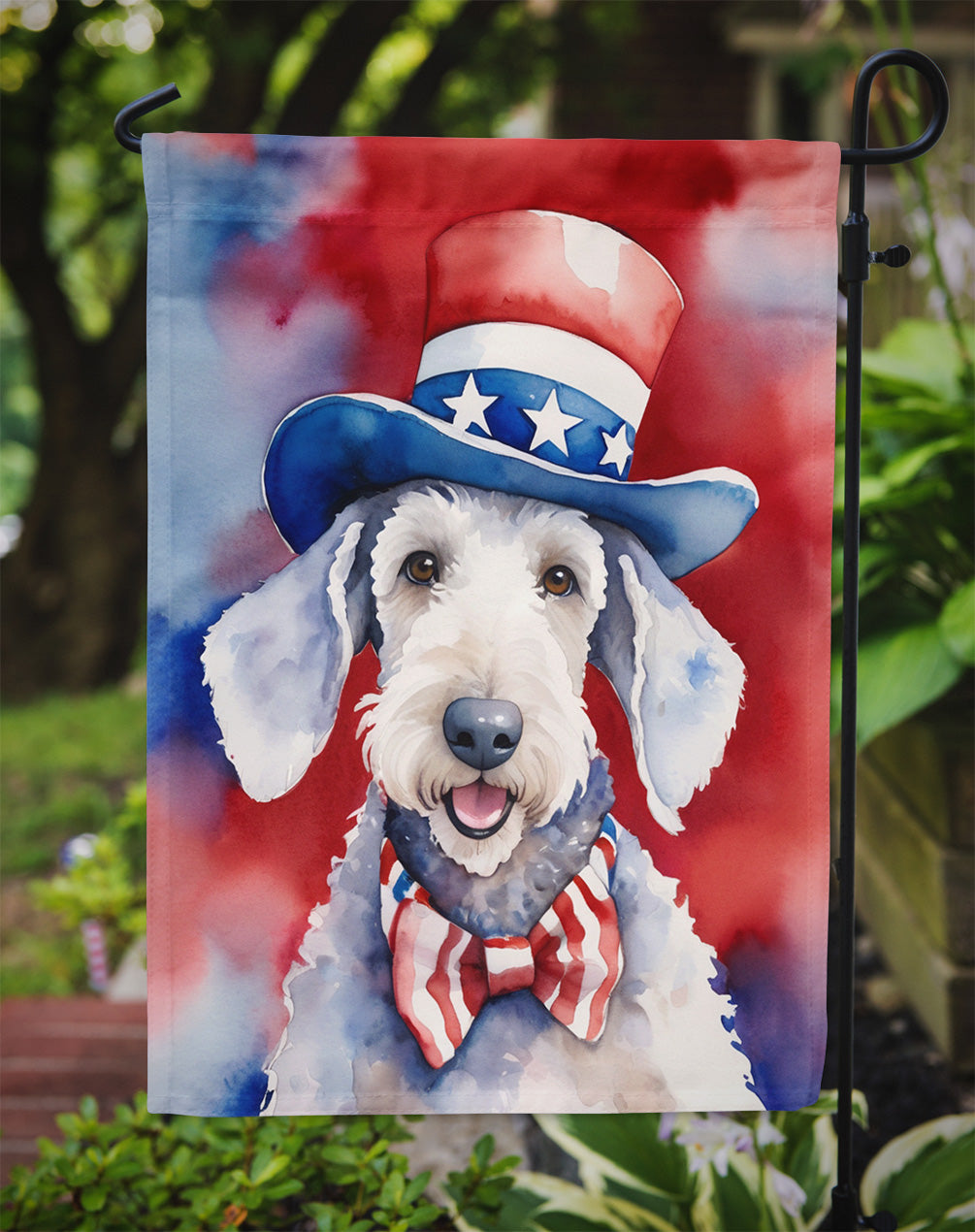 Bedlington Terrier Patriotic American Garden Flag