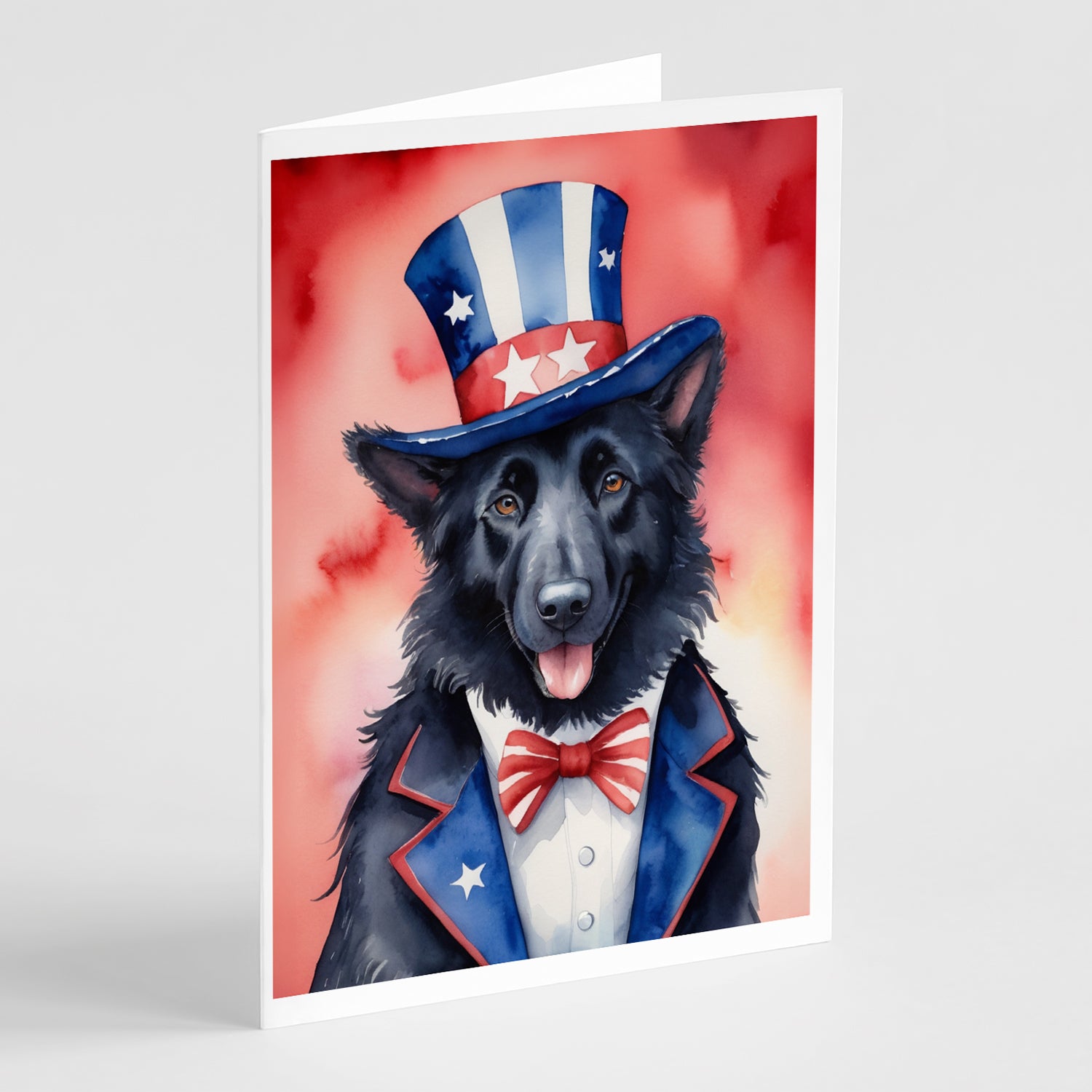 Buy this Belgian Sheepdog Patriotic American Greeting Cards Pack of 8