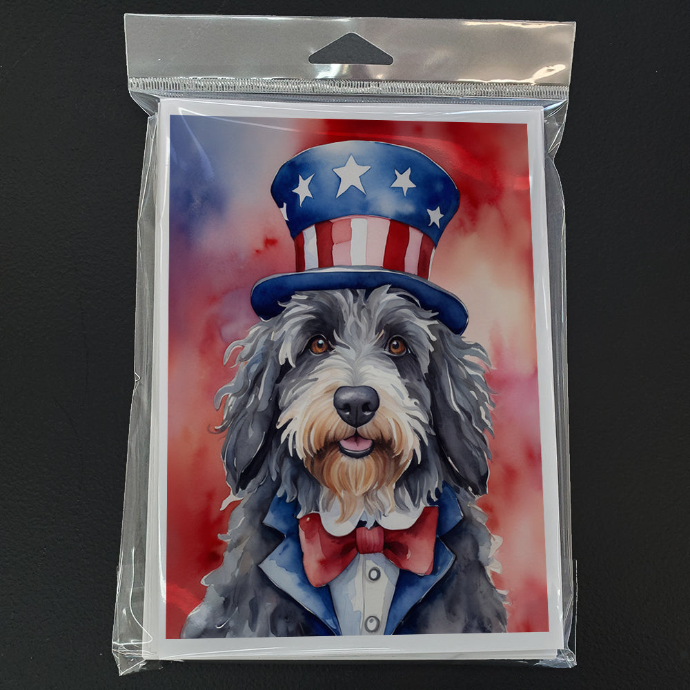Bergamasco Sheepdog Patriotic American Greeting Cards Pack of 8