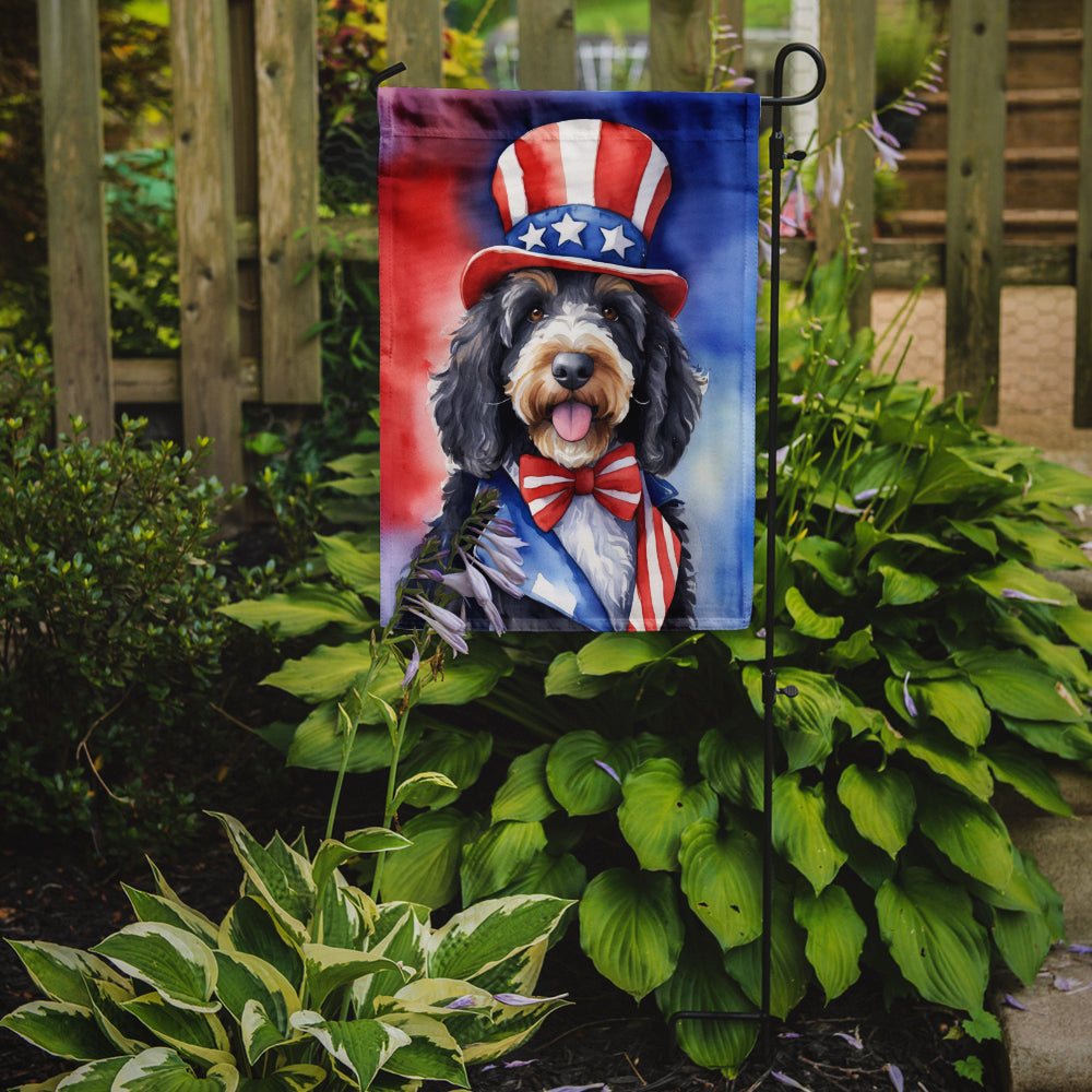 Buy this Bernedoodle Patriotic American Garden Flag