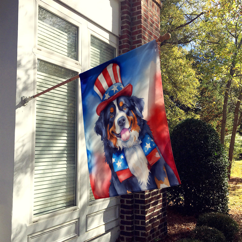 Bernese Mountain Dog Patriotic American House Flag