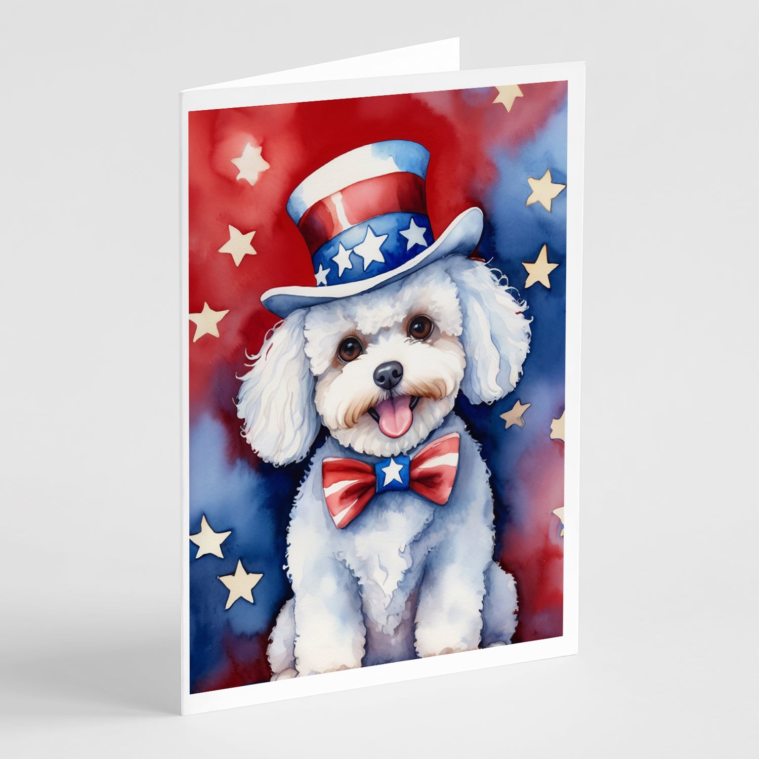 Buy this Bichon Frise Patriotic American Greeting Cards Pack of 8