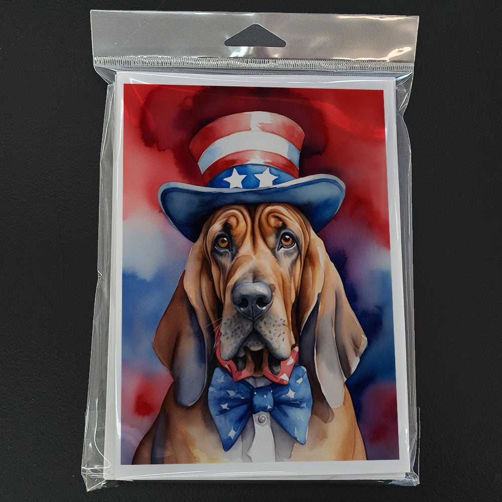 Bloodhound Patriotic American Greeting Cards Pack of 8