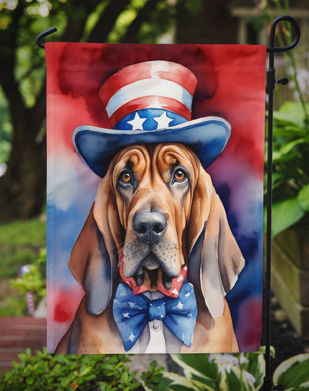 Bloodhound Patriotic American Garden Flag