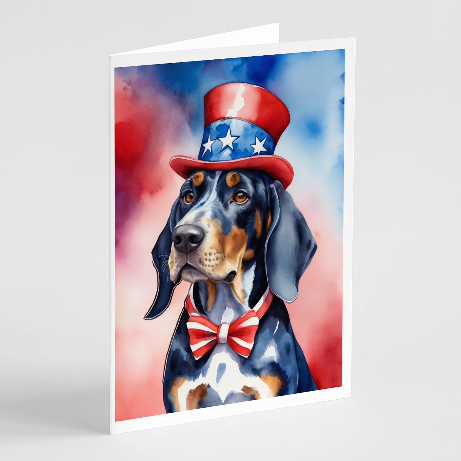 Buy this Bluetick Coonhound Patriotic American Greeting Cards Pack of 8