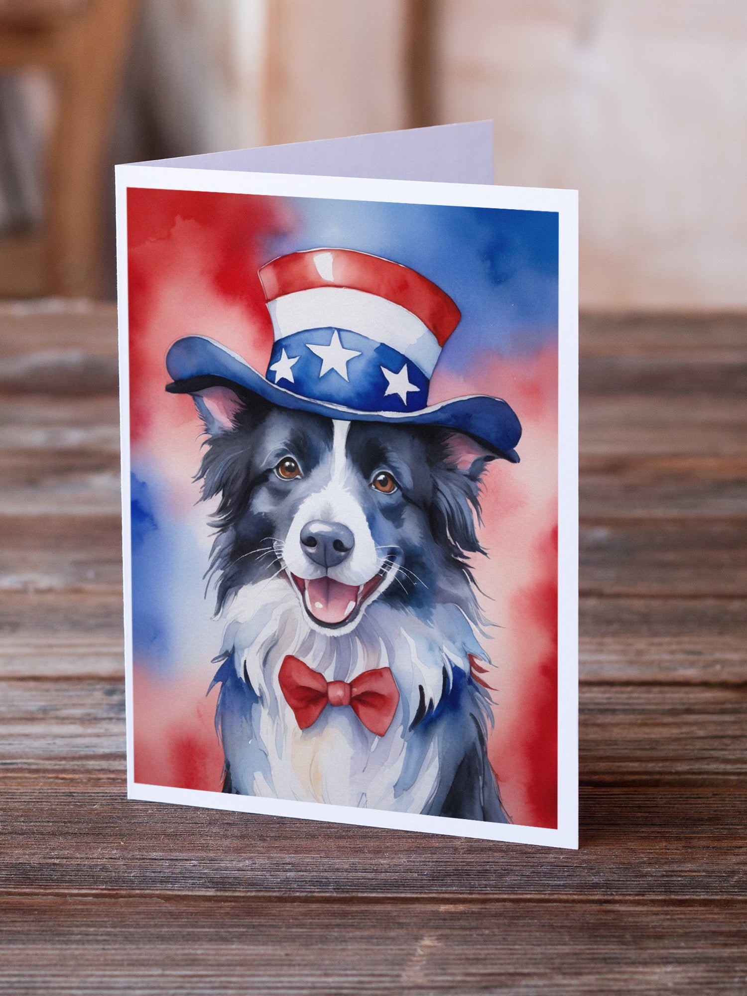 Buy this Border Collie Patriotic American Greeting Cards Pack of 8