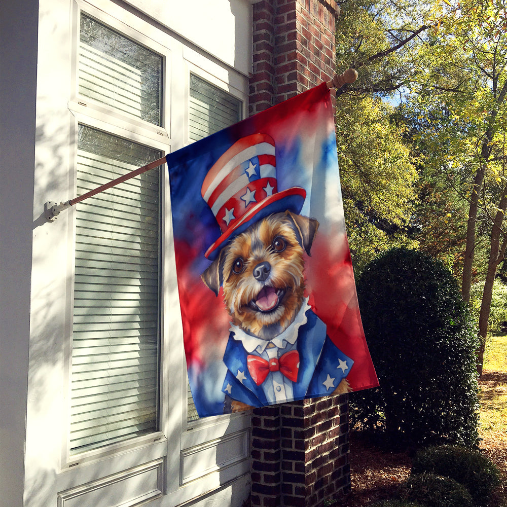Border Terrier Patriotic American House Flag