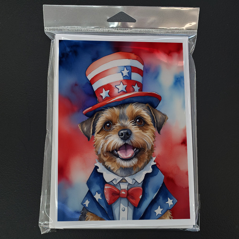 Border Terrier Patriotic American Greeting Cards Pack of 8