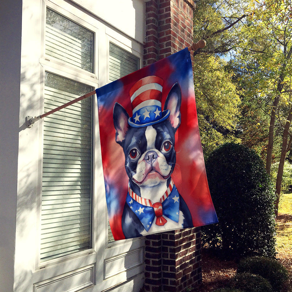 Boston Terrier Patriotic American House Flag