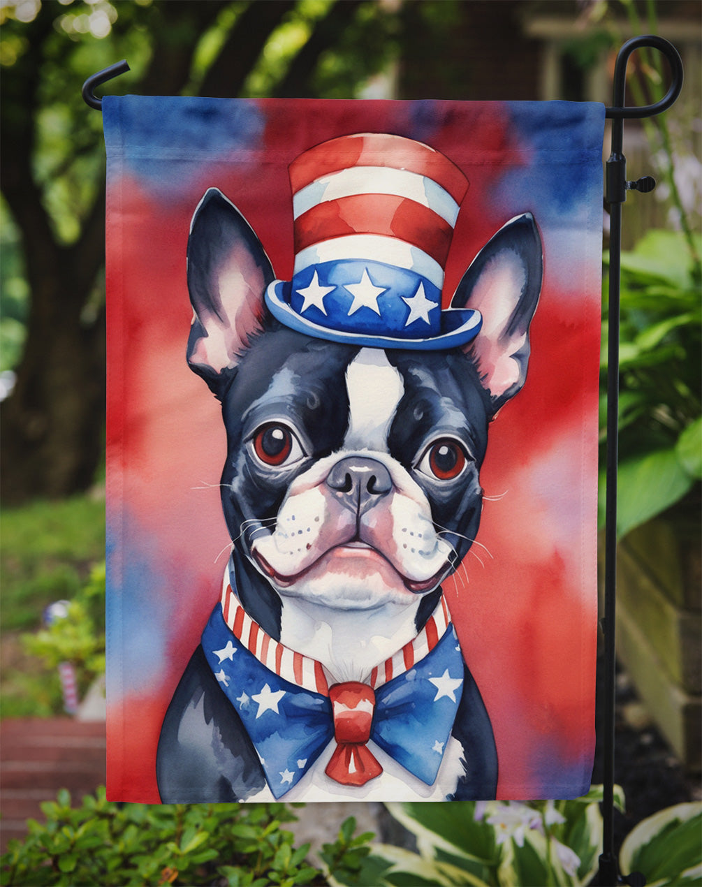 Boston Terrier Patriotic American Garden Flag