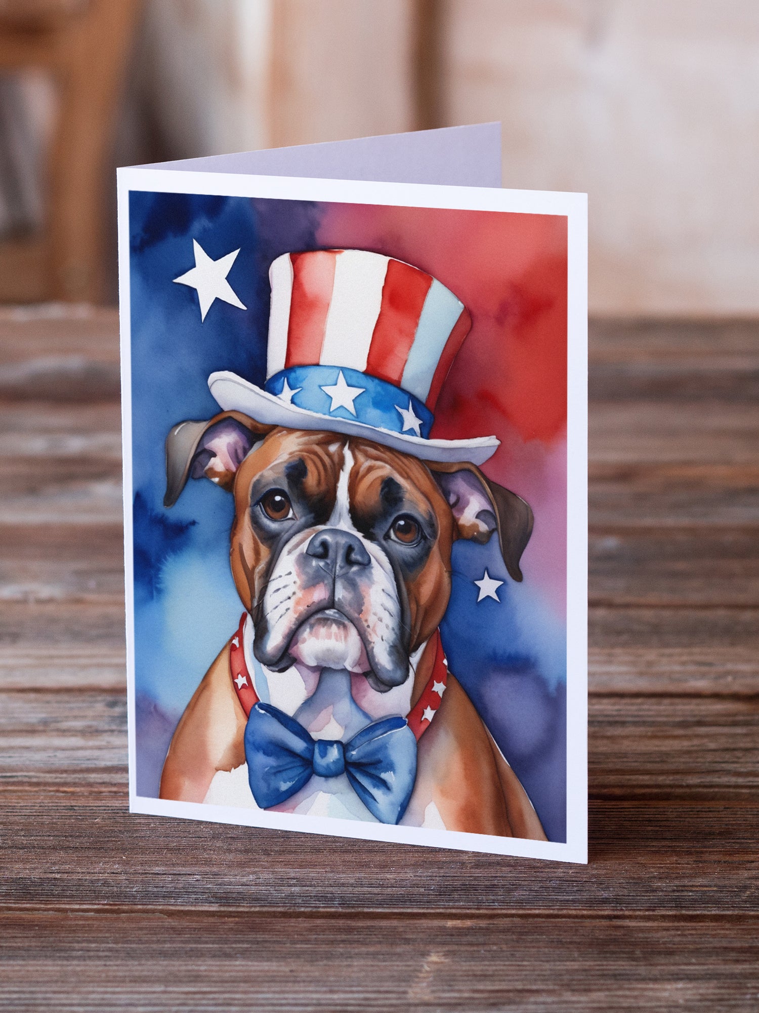 Boxer Patriotic American Greeting Cards Pack of 8
