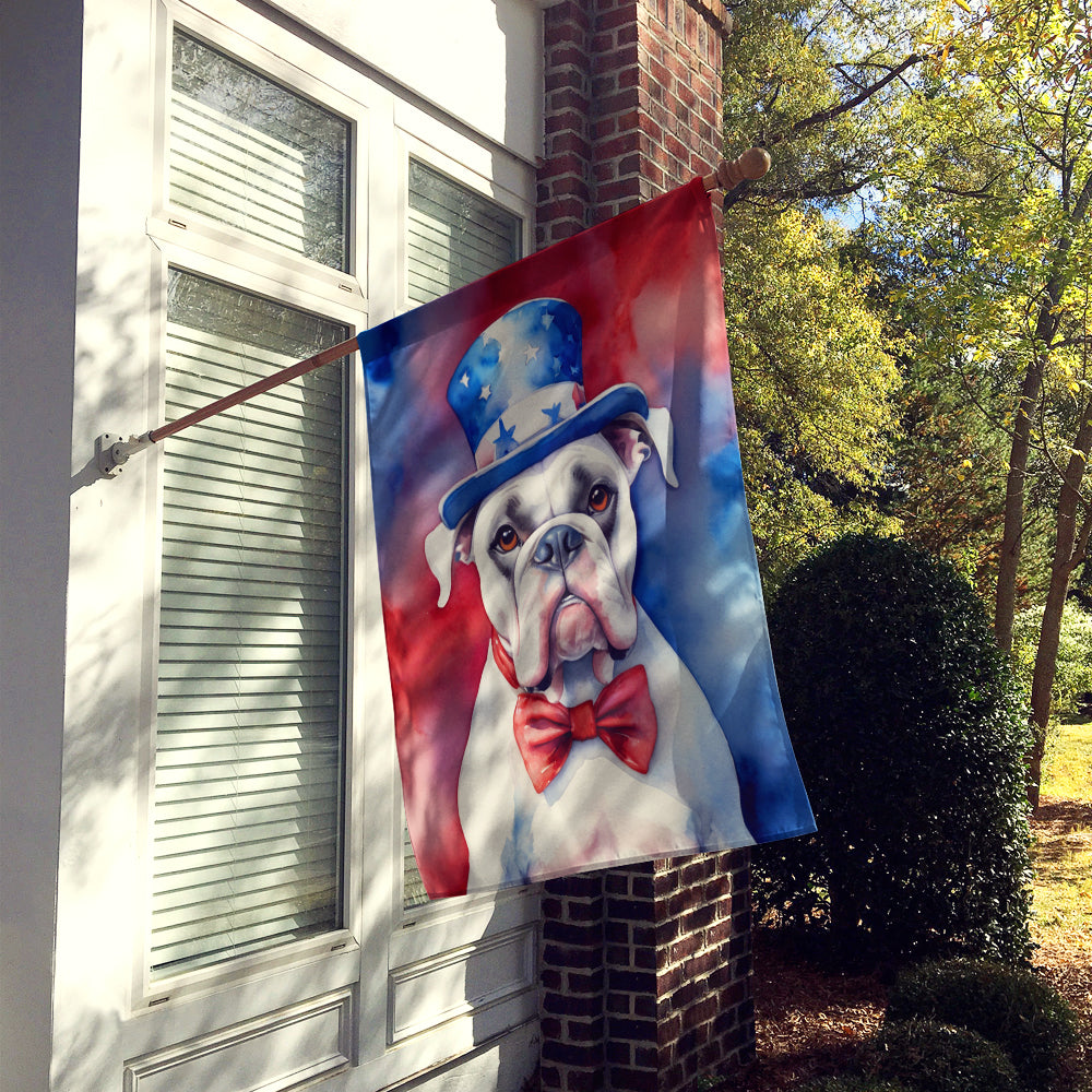 White Boxer Patriotic American House Flag