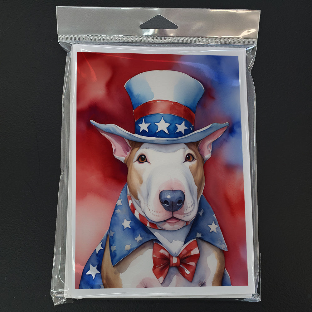 Bull Terrier Patriotic American Greeting Cards Pack of 8