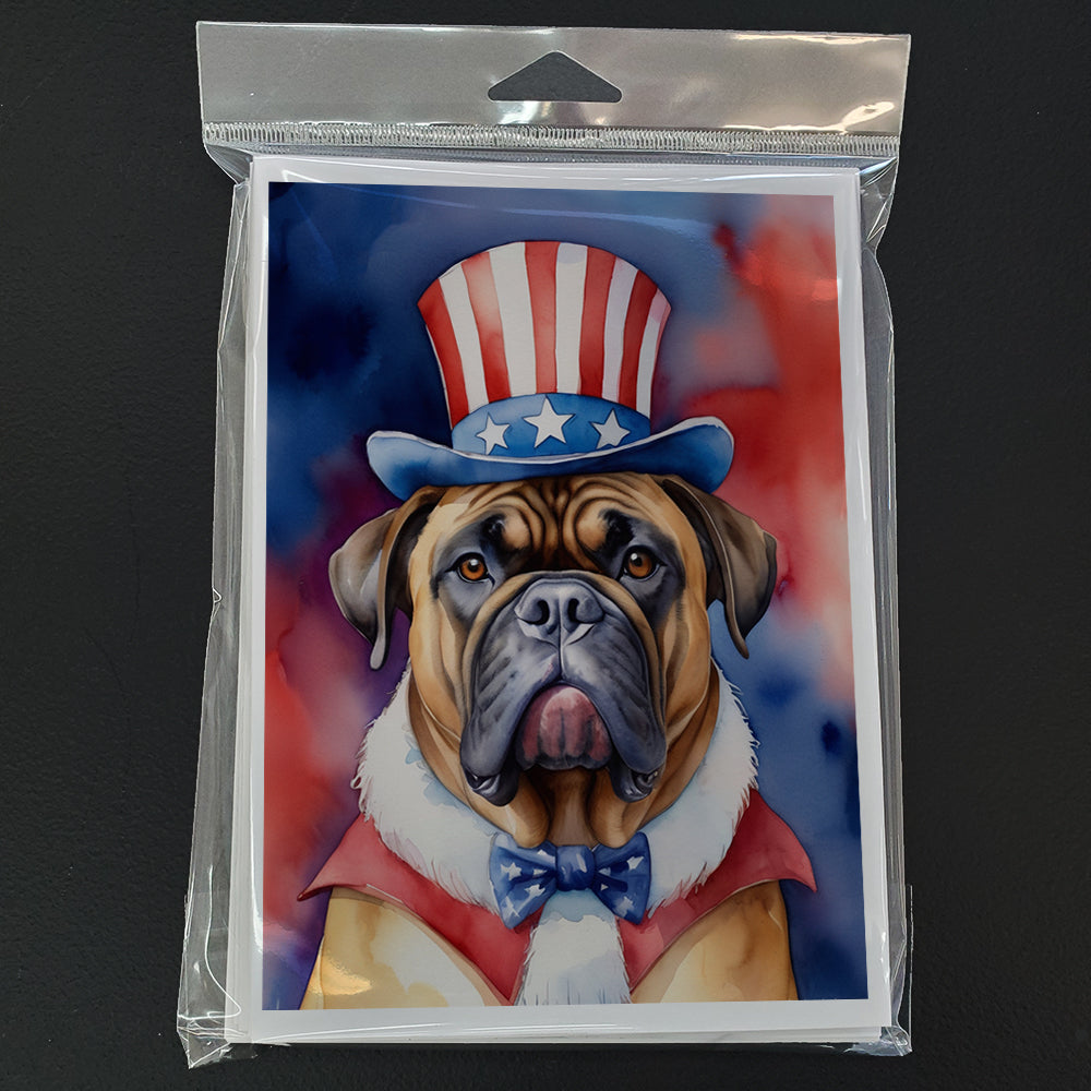Bullmastiff Patriotic American Greeting Cards Pack of 8
