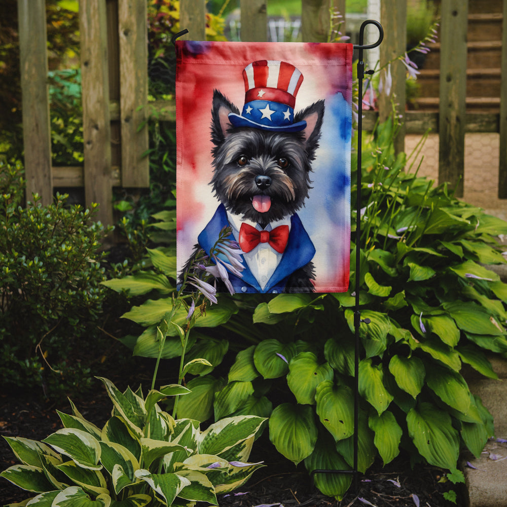 Caroline's Treasures Cairn Terrier Patriotic American Garden Flag – Dog in Uncle Sam Hat | Red, White & Blue Outdoor Decor