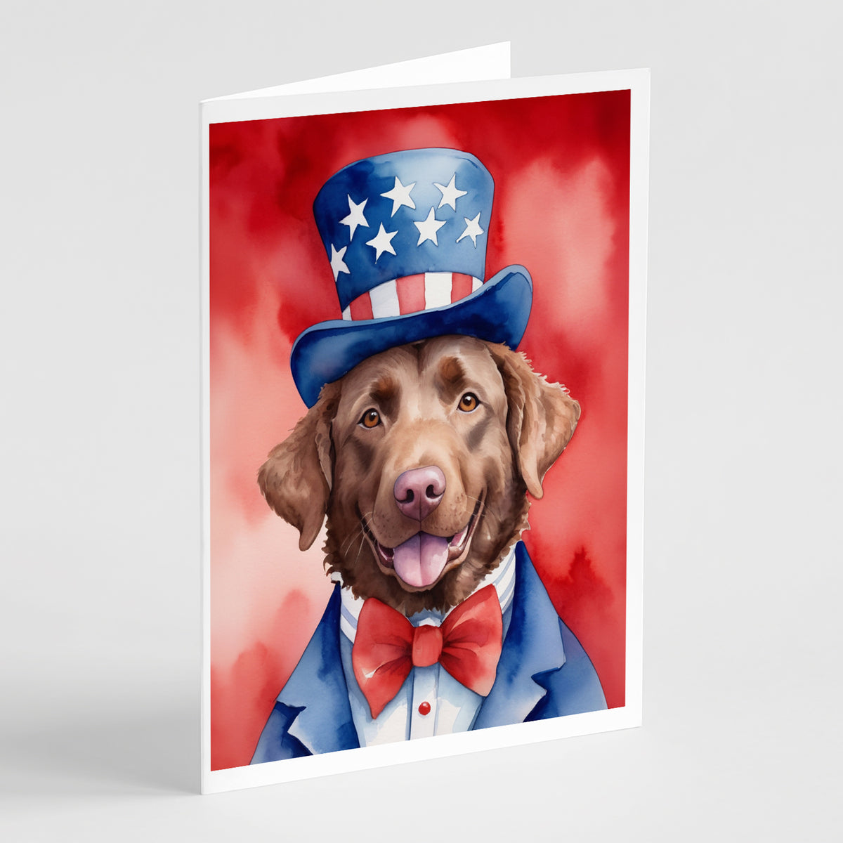 Buy this Chesapeake Bay Retriever Patriotic American Greeting Cards Pack of 8