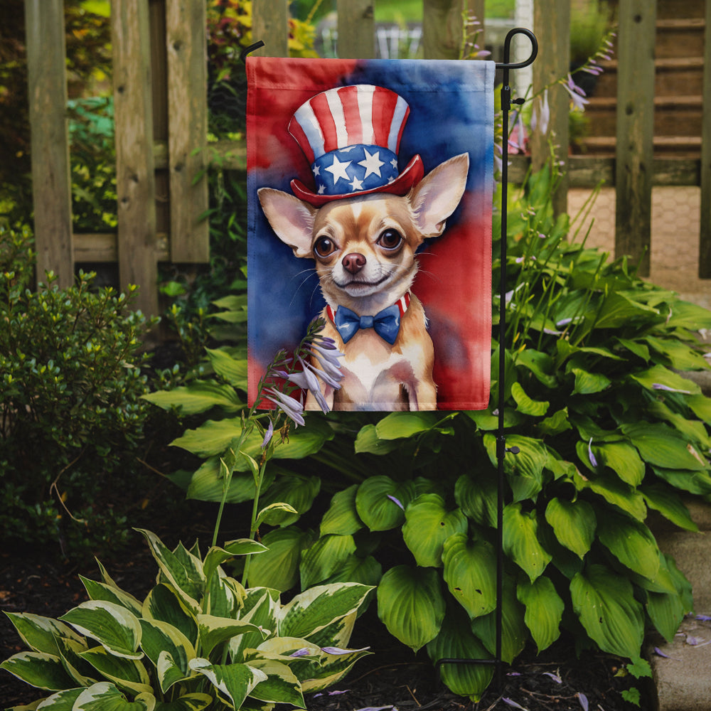 Caroline's Treasures Chihuahua Patriotic American Garden Flag – Dog in Uncle Sam Hat | Red, White & Blue Outdoor Decor