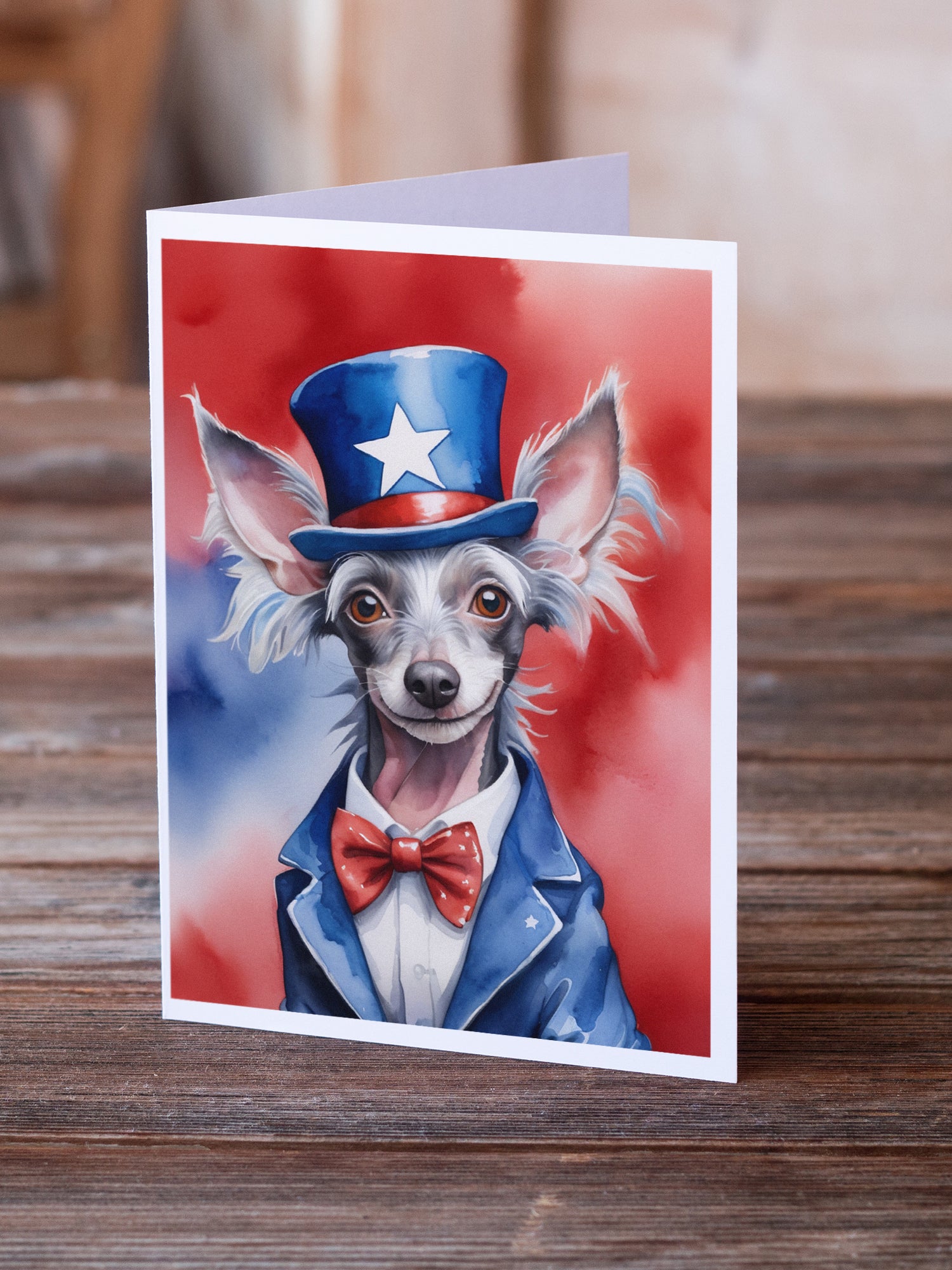 Chinese Crested Patriotic American Greeting Cards Pack of 8