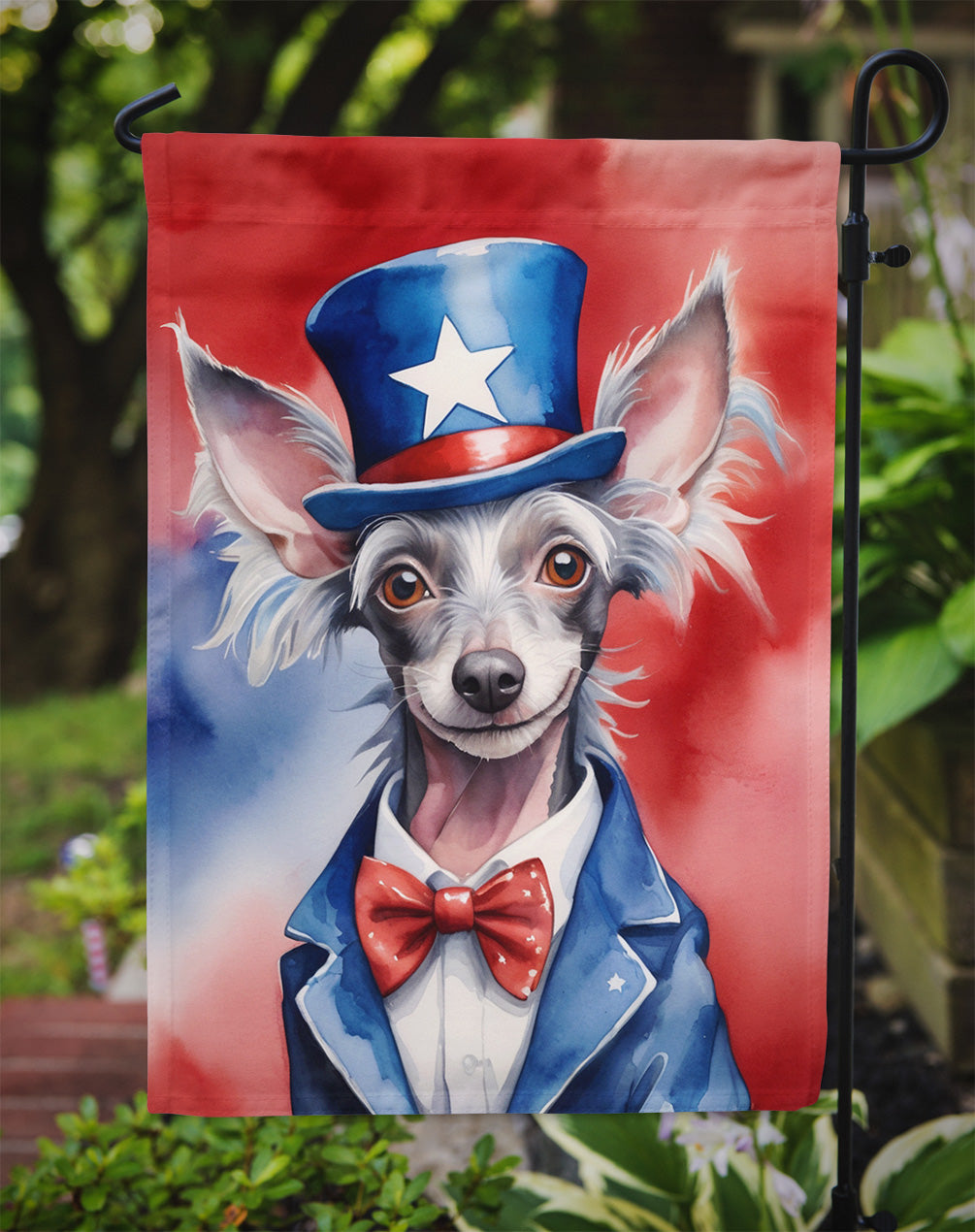 Chinese Crested Patriotic American Garden Flag