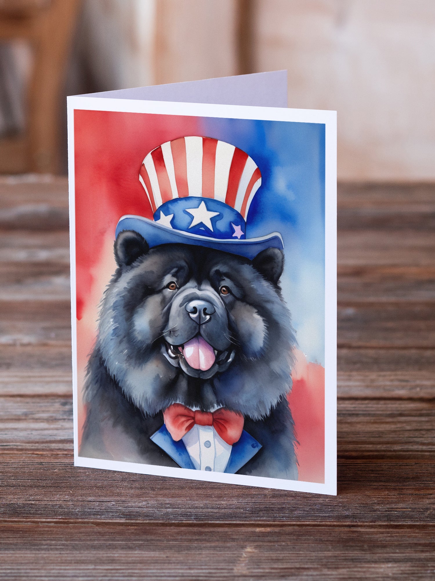 Chow Chow Patriotic American Greeting Cards Pack of 8