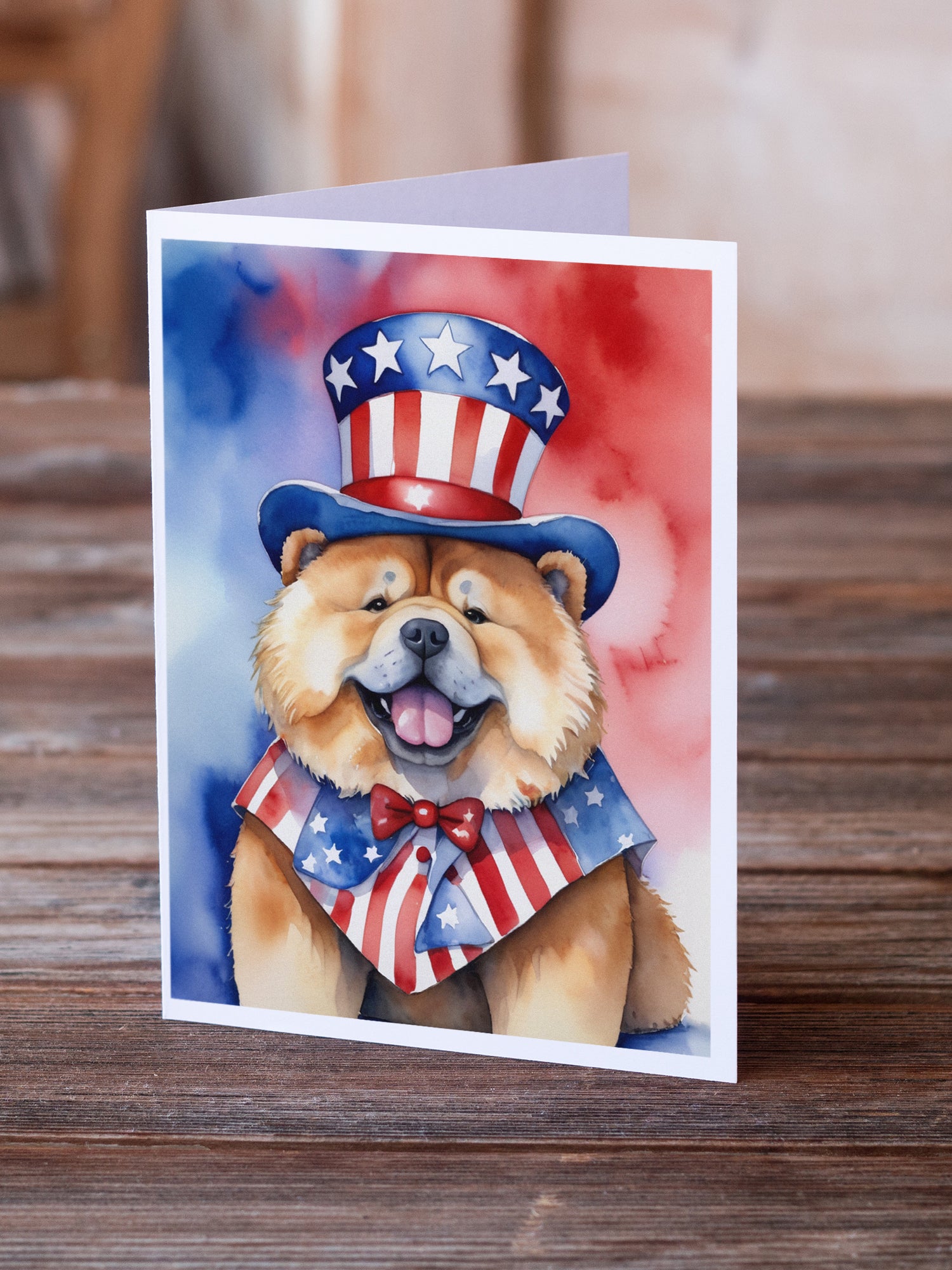 Chow Chow Patriotic American Greeting Cards Pack of 8