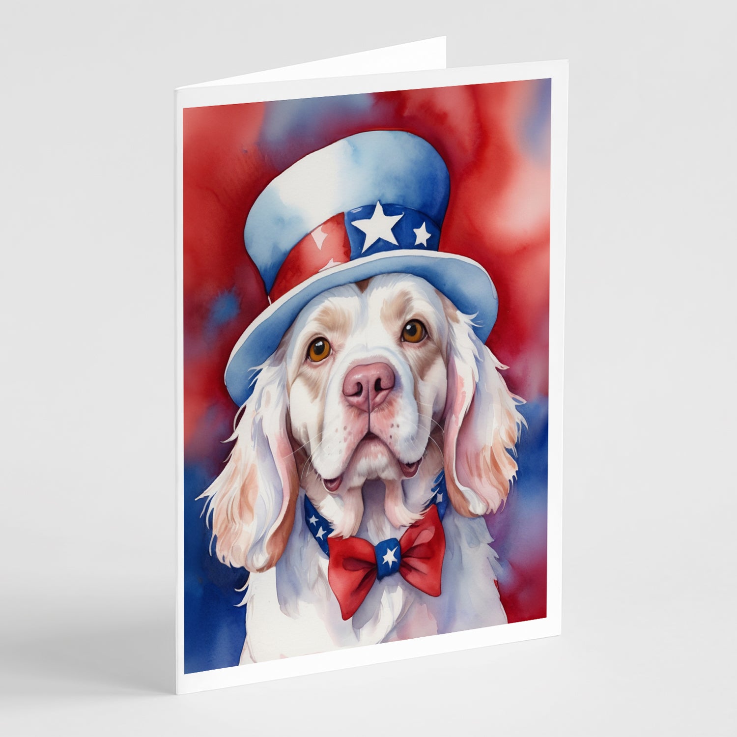 Buy this Clumber Spaniel Patriotic American Greeting Cards Pack of 8