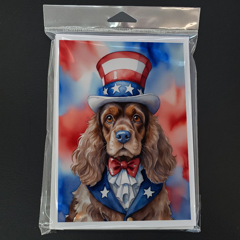 Cocker Spaniel Patriotic American Greeting Cards Pack of 8