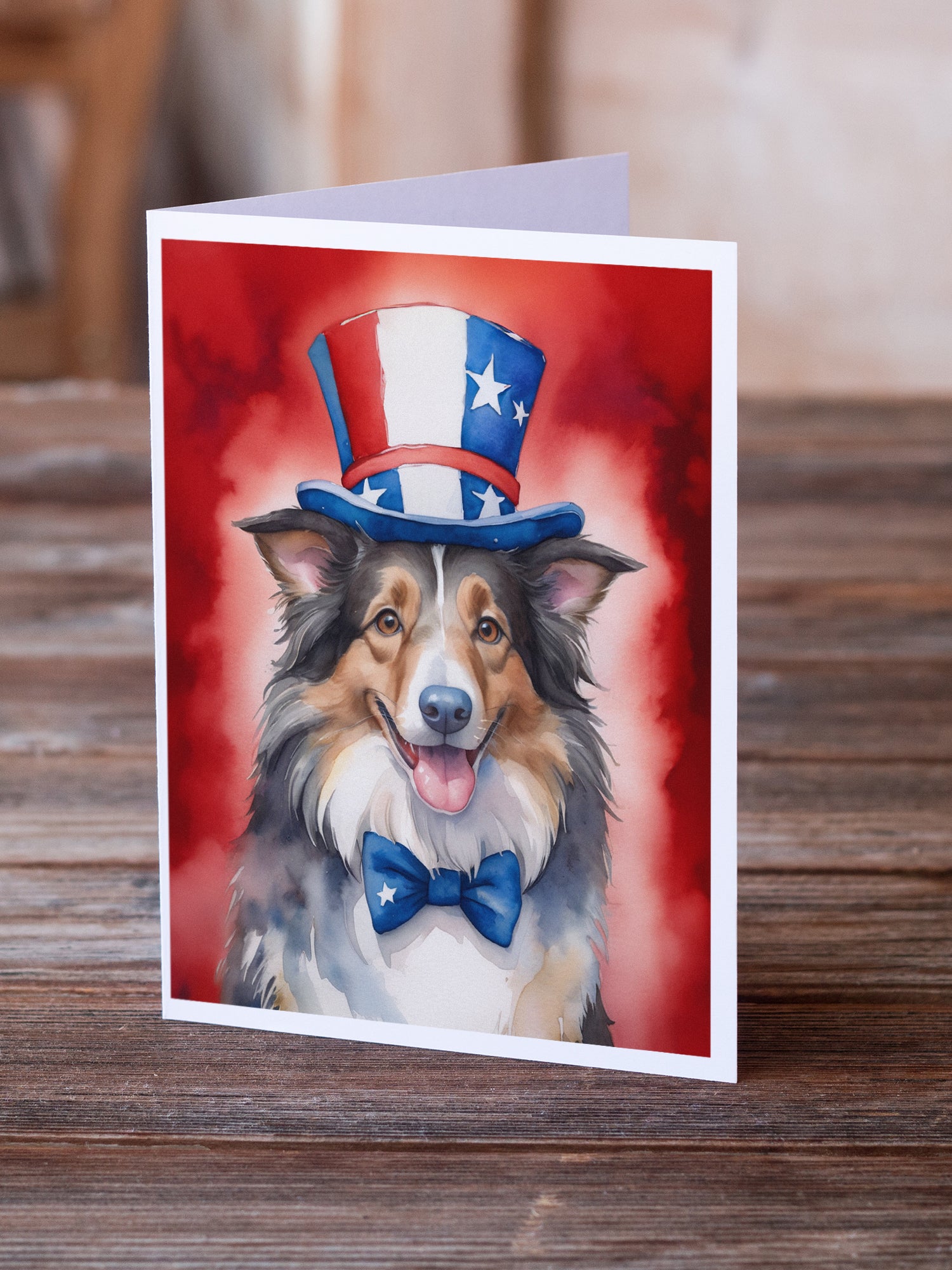 Buy this Collie Patriotic American Greeting Cards Pack of 8