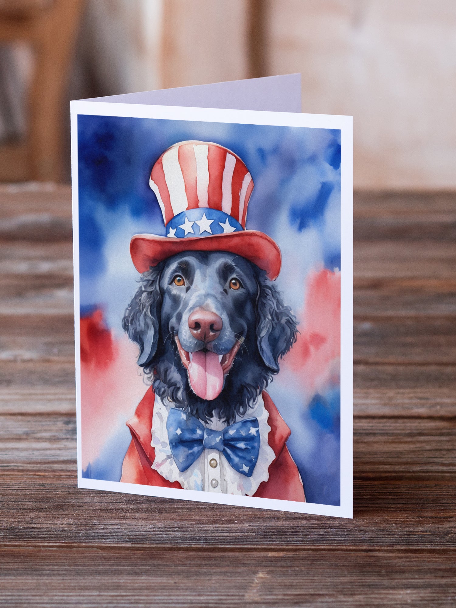 Buy this Curly-Coated Retriever Patriotic American Greeting Cards Pack of 8