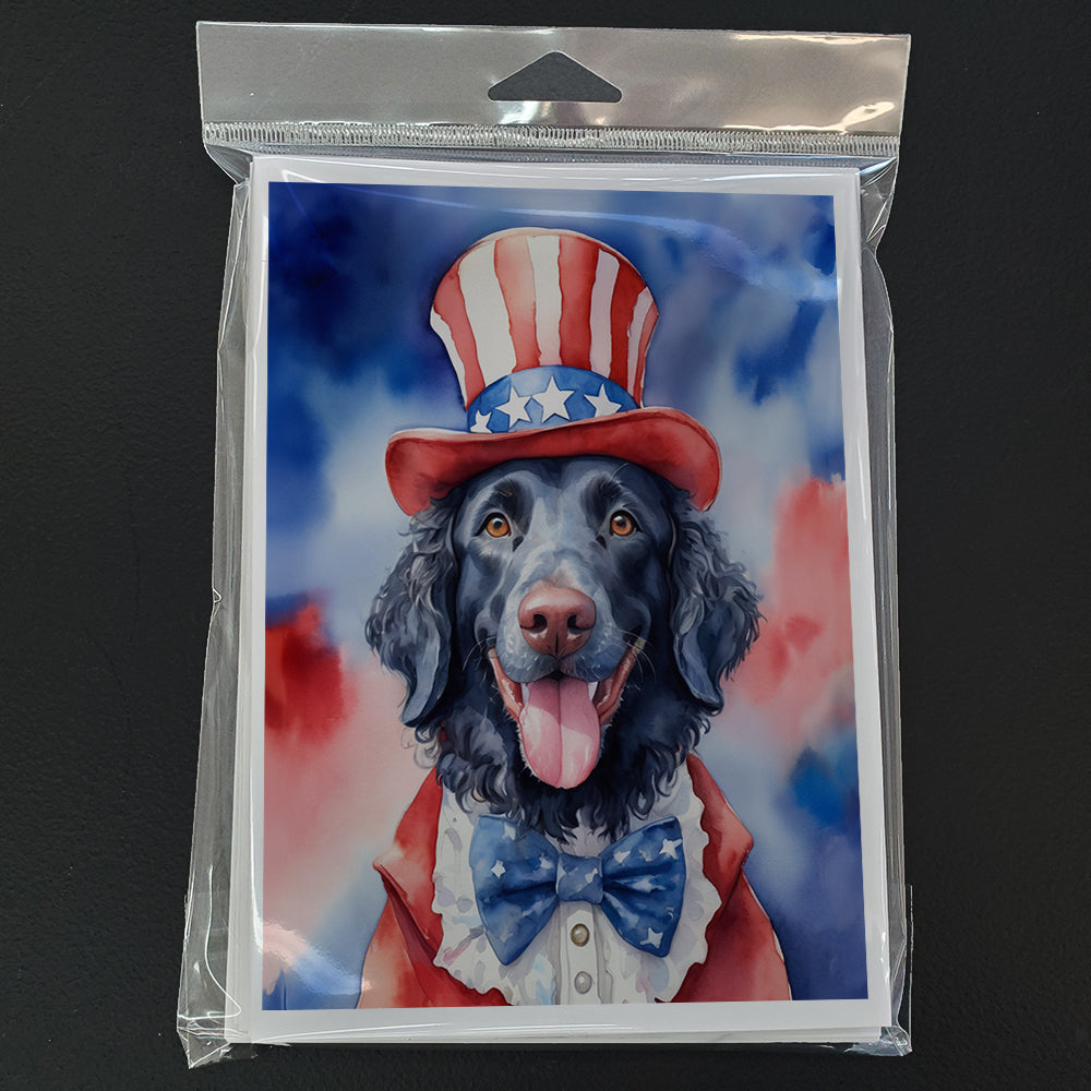 Curly-Coated Retriever Patriotic American Greeting Cards Pack of 8