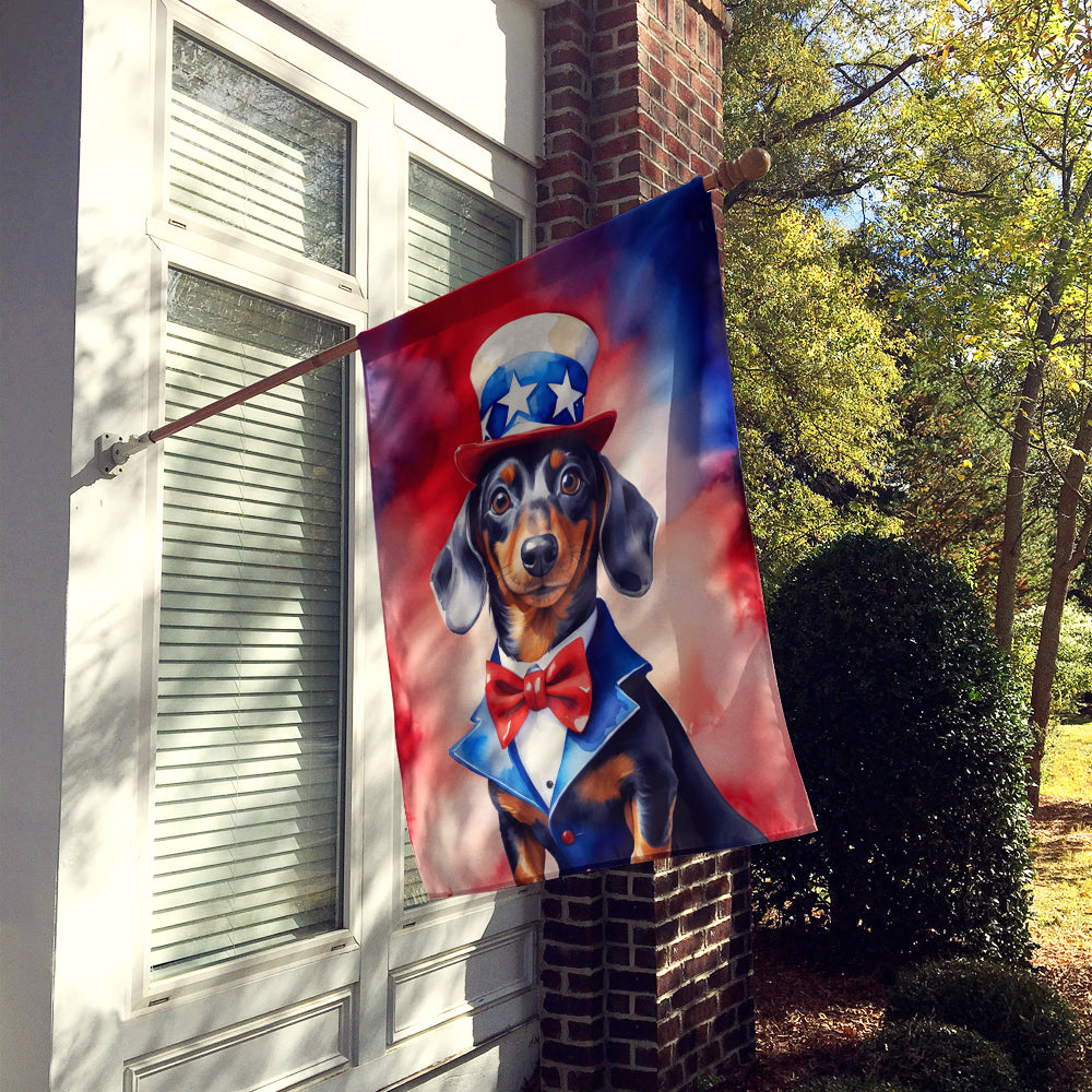 Dachshund Patriotic American House Flag