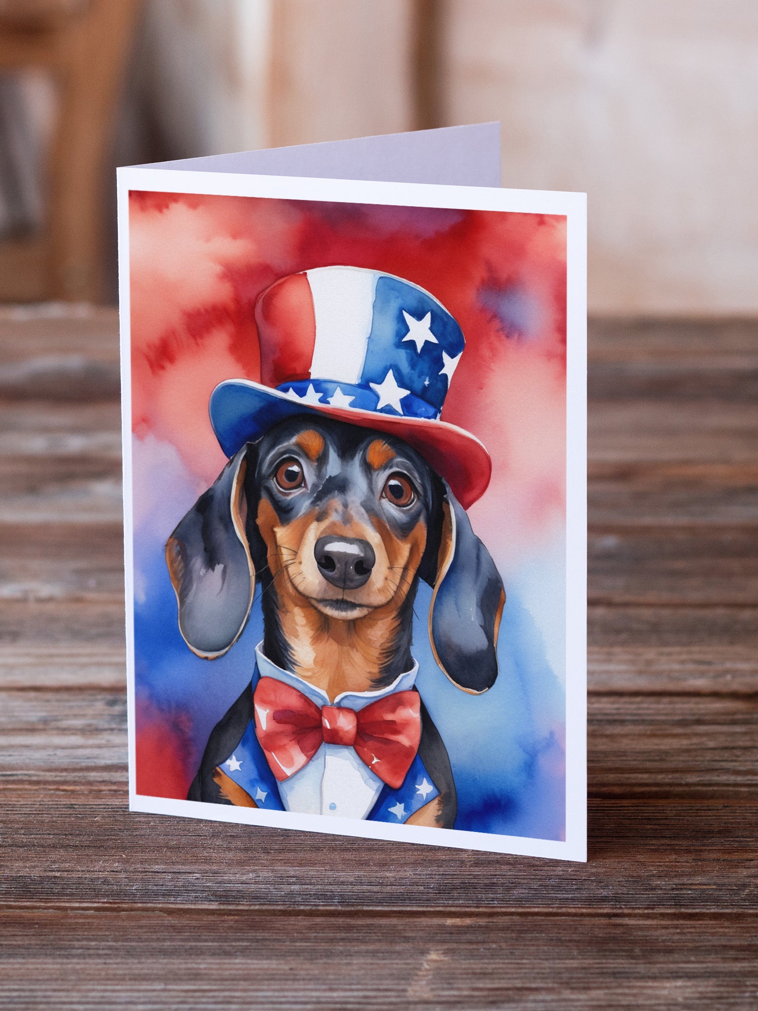 Dachshund Patriotic American Greeting Cards Pack of 8