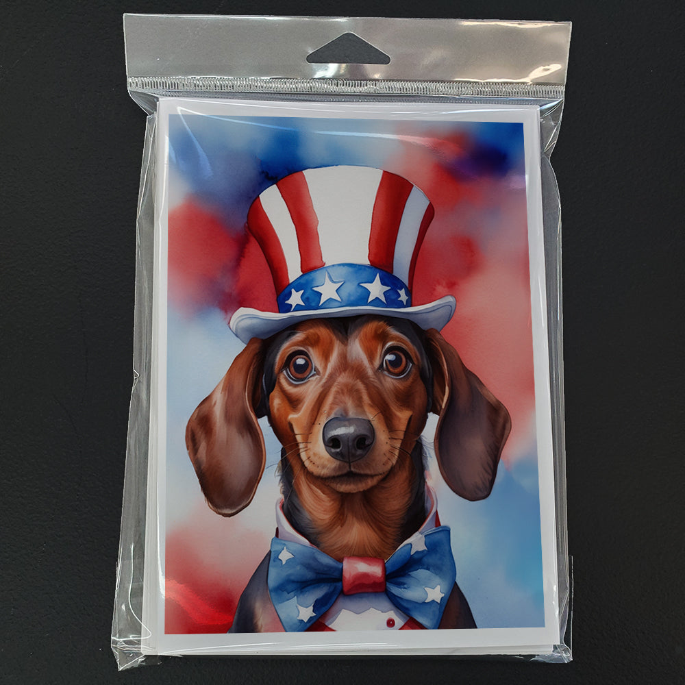 Dachshund Patriotic American Greeting Cards Pack of 8