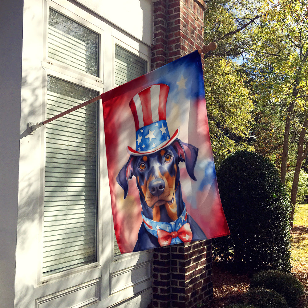 Doberman Pinscher Patriotic American House Flag