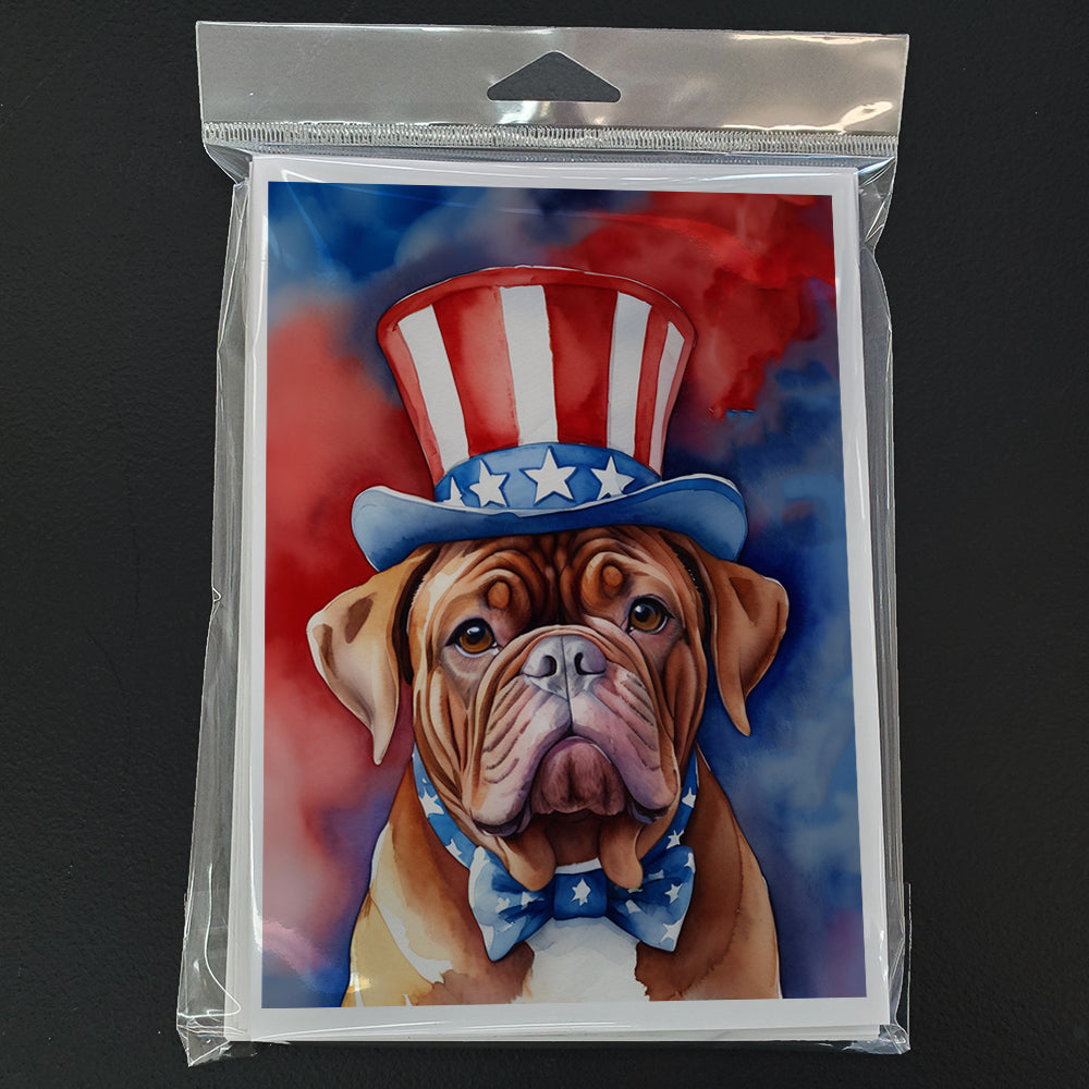 Dogue de Bordeaux Patriotic American Greeting Cards Pack of 8