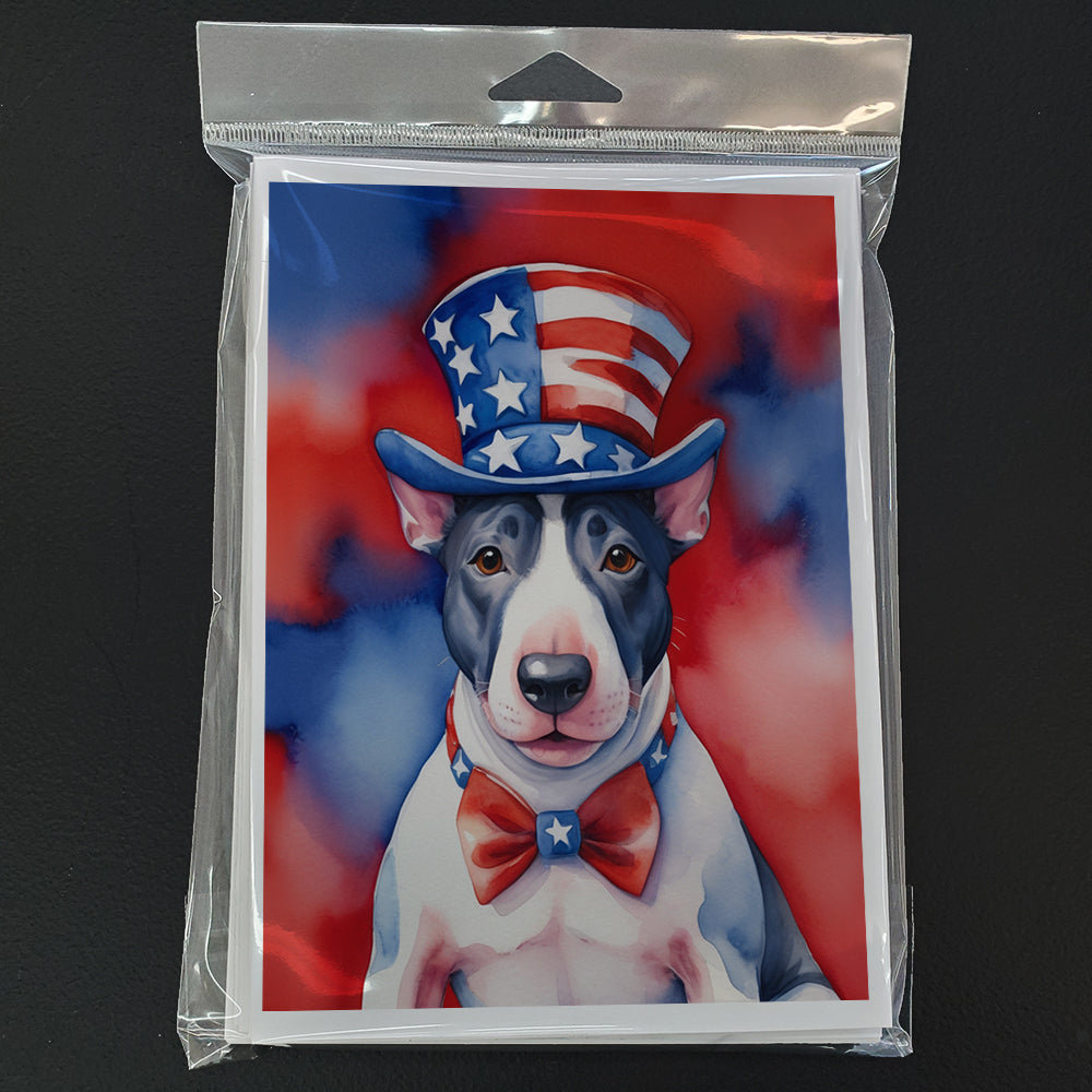 English Bull Terrier Patriotic American Greeting Cards Pack of 8