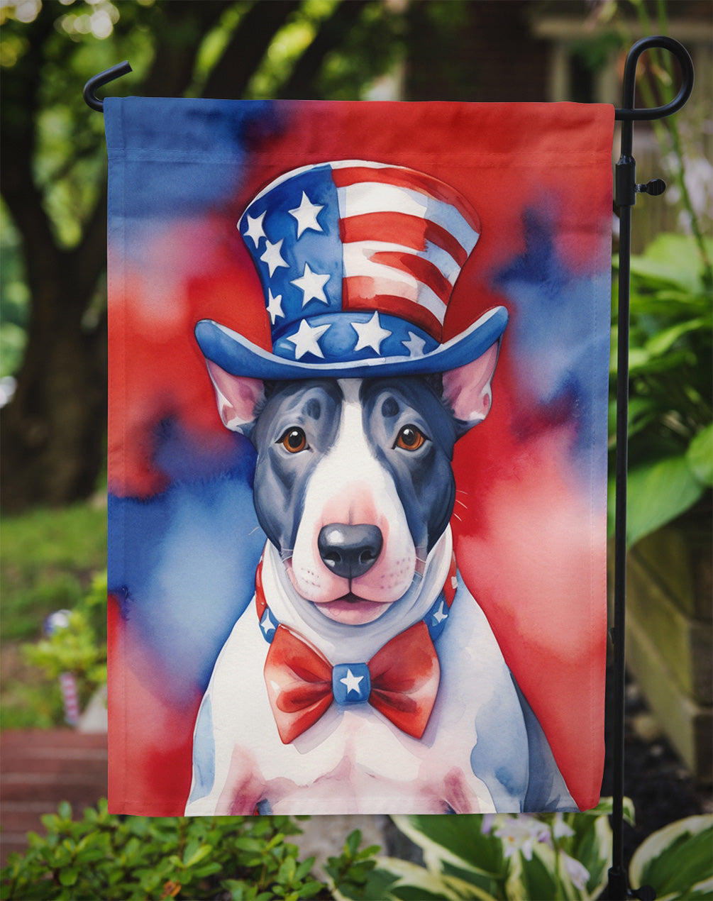 English Bull Terrier Patriotic American Garden Flag