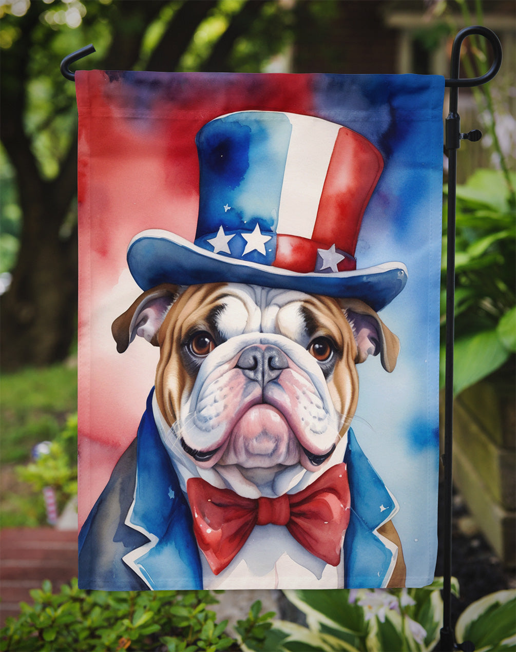 English Bulldog Patriotic American Garden Flag