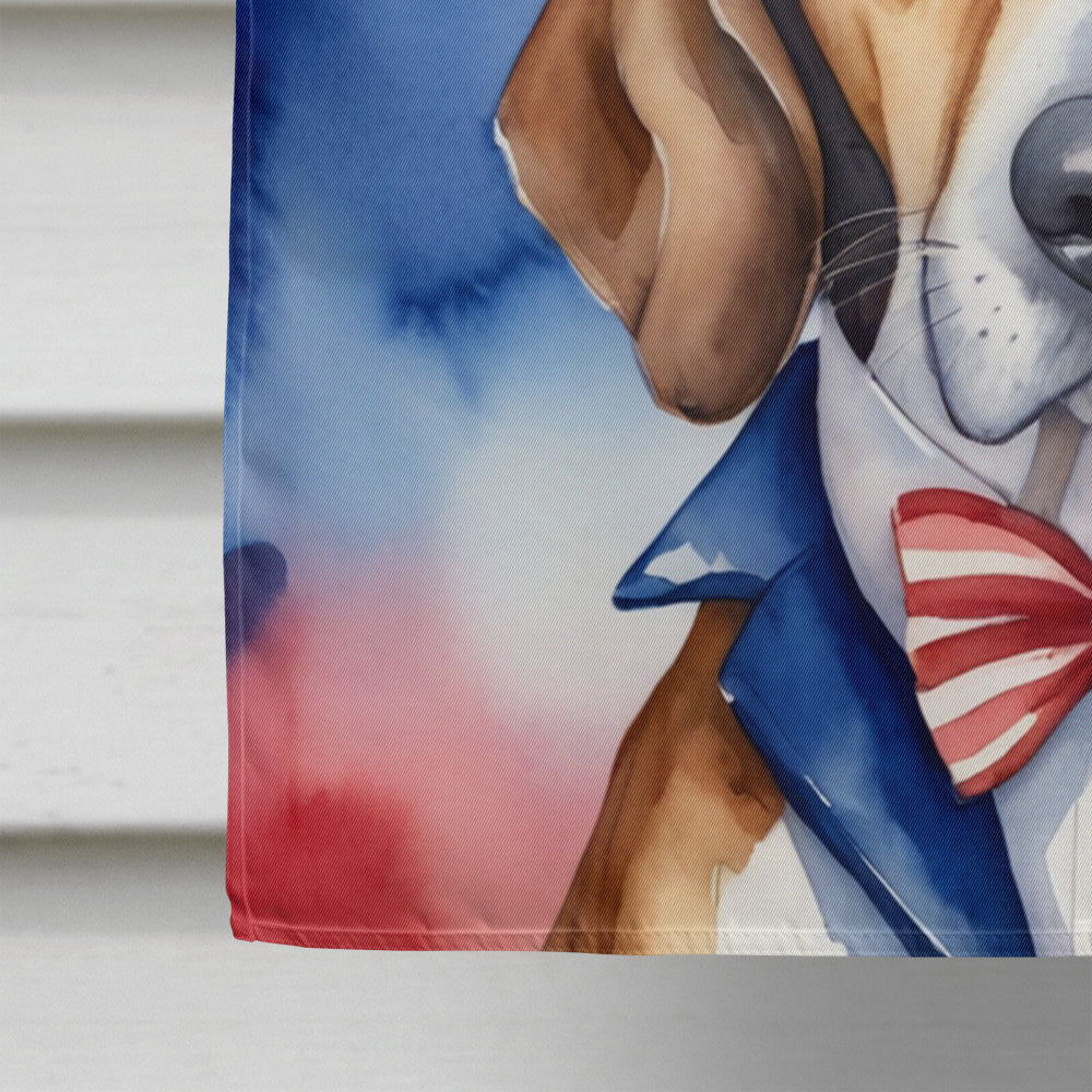English Foxhound Patriotic American House Flag