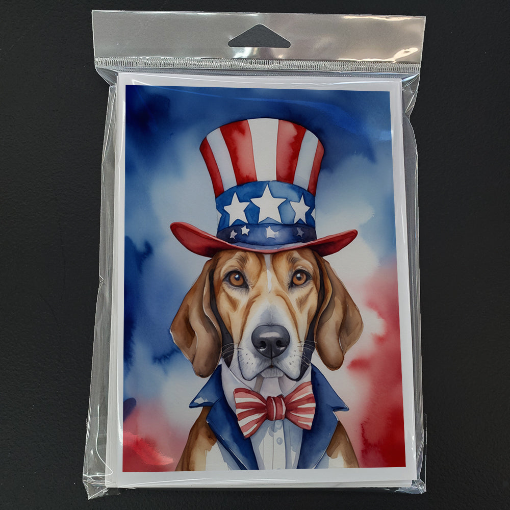 English Foxhound Patriotic American Greeting Cards Pack of 8