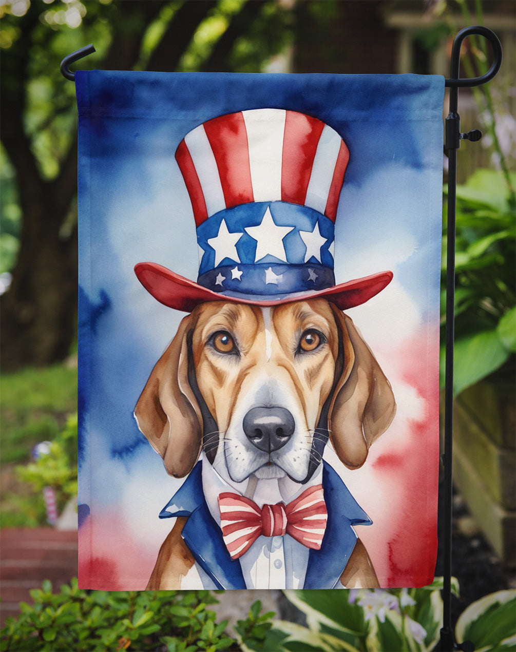 English Foxhound Patriotic American Garden Flag